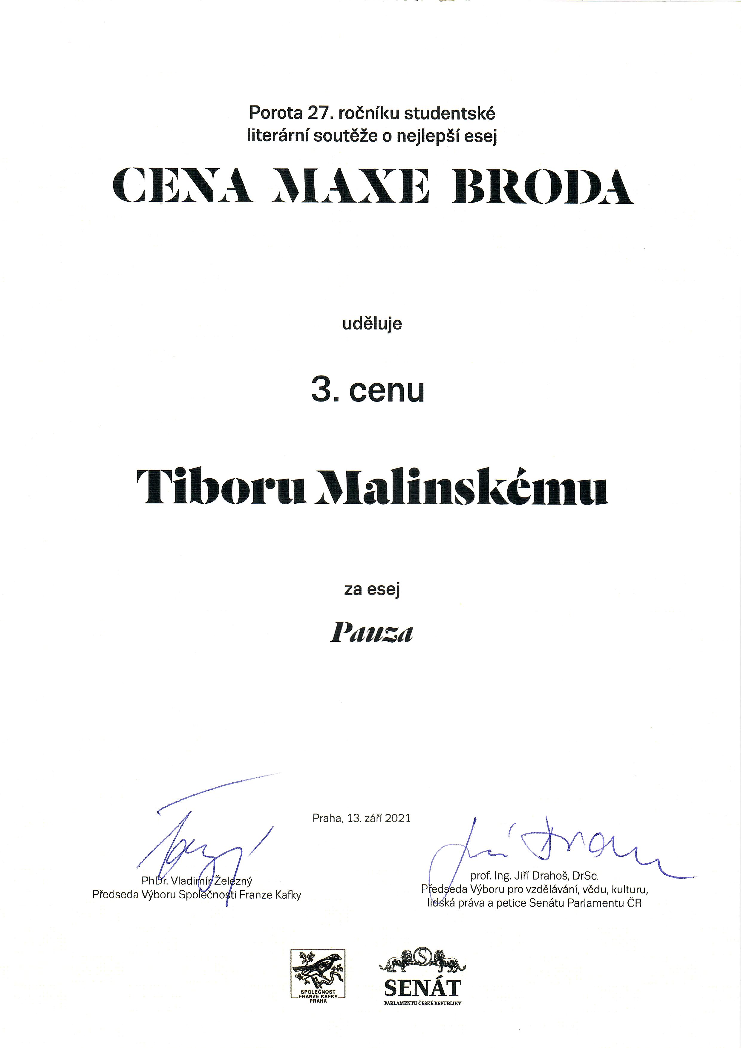Diplom Cena Maxe Broda